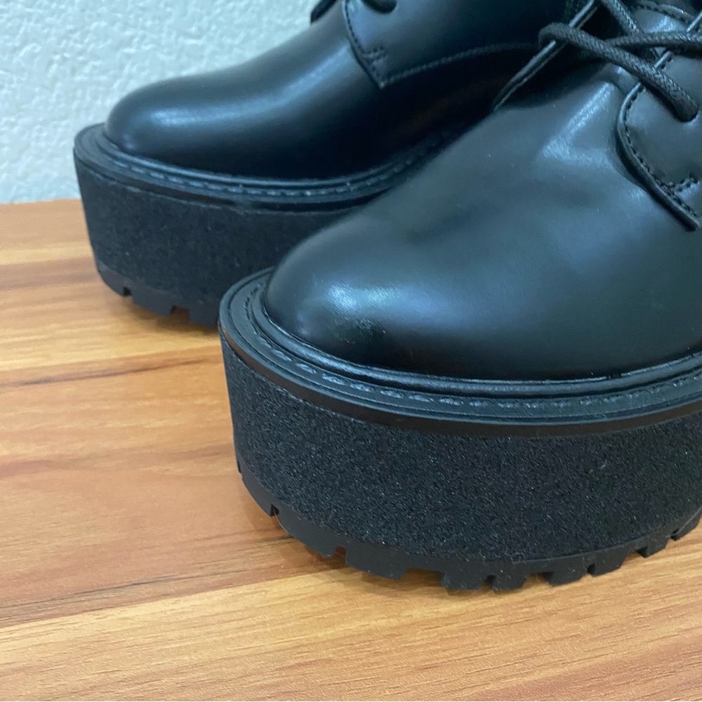 CIRCUS by Sam Edelman SLATER Black Faux Leather Lace-up Platform Combat Boots 8 - Picture 13 of 16